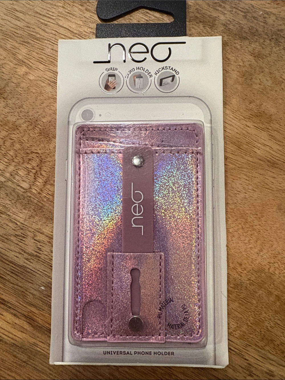 Neo Holographic Pink Universal Phone holder Wallet & Kickstand